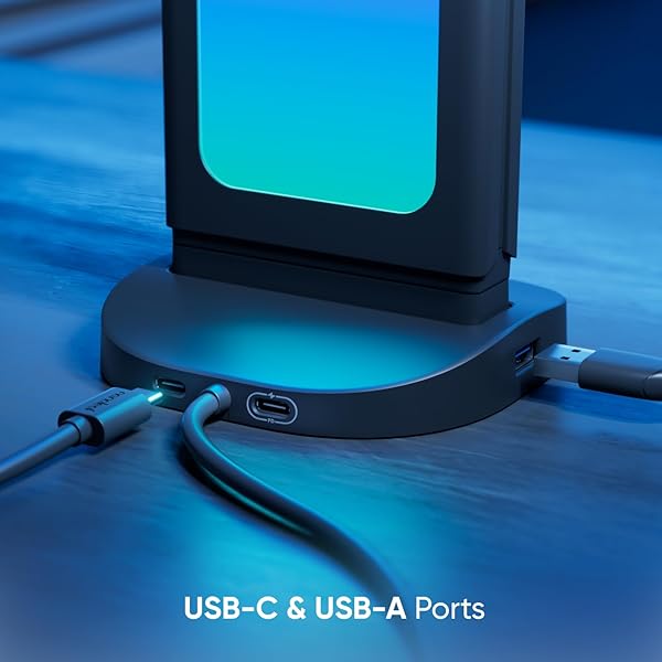 NANOLEAF PEGBOARD DESK DOCK, 3-IN-1 SMART TABLE LAMP WITH DUAL-SIDED LED LIGHTING, USB-A & USB-C CHARGING, 50 LUMENS, 64 RGB LEDS, WORKS WITH NANOLEAF DESKTOP APP, BLACK