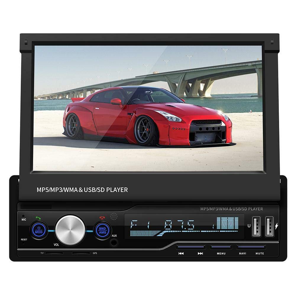 TOTMOX 7 inch HD Touch Screen Car Multimedia MP5 player 1 DIN Car Audio, with Rear Camera, Remote Control, Built-in Microphone, FM Radio, Hands-free TF Card, AUX Audio Input