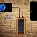 Solar Charger with Strong LED Flashlight, 10000mAh Solar Phone Charger with Dual USB Port, Outdoor Solar Power Bank Built-in 52LED Flashlight for Camping, Travelling and other Activities Orange
