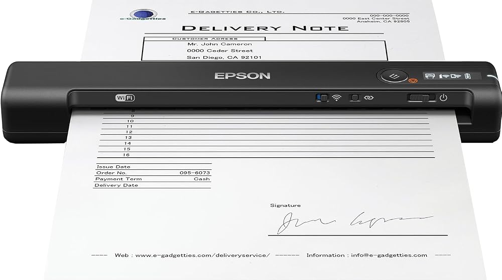 Epson WorkForce ES-60W A4 Portable Document Scanner Battery Powered Black USB