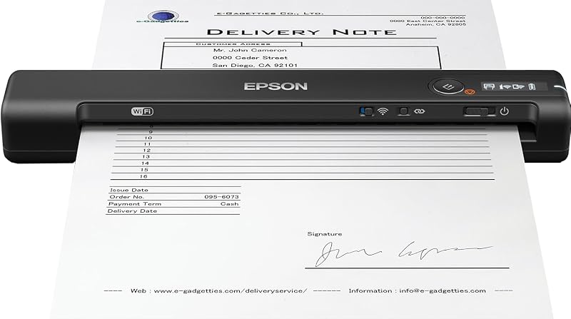 Epson WorkForce ES-60W A4 Portable Document Scanner Battery Powered Black USB