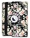 J.west Case Compatible with iPad 9.7 inch 2018 2017 Rotating Multiple Angles Stand Smart Cover Case with Auto Sleep Wake Floral Flower Black