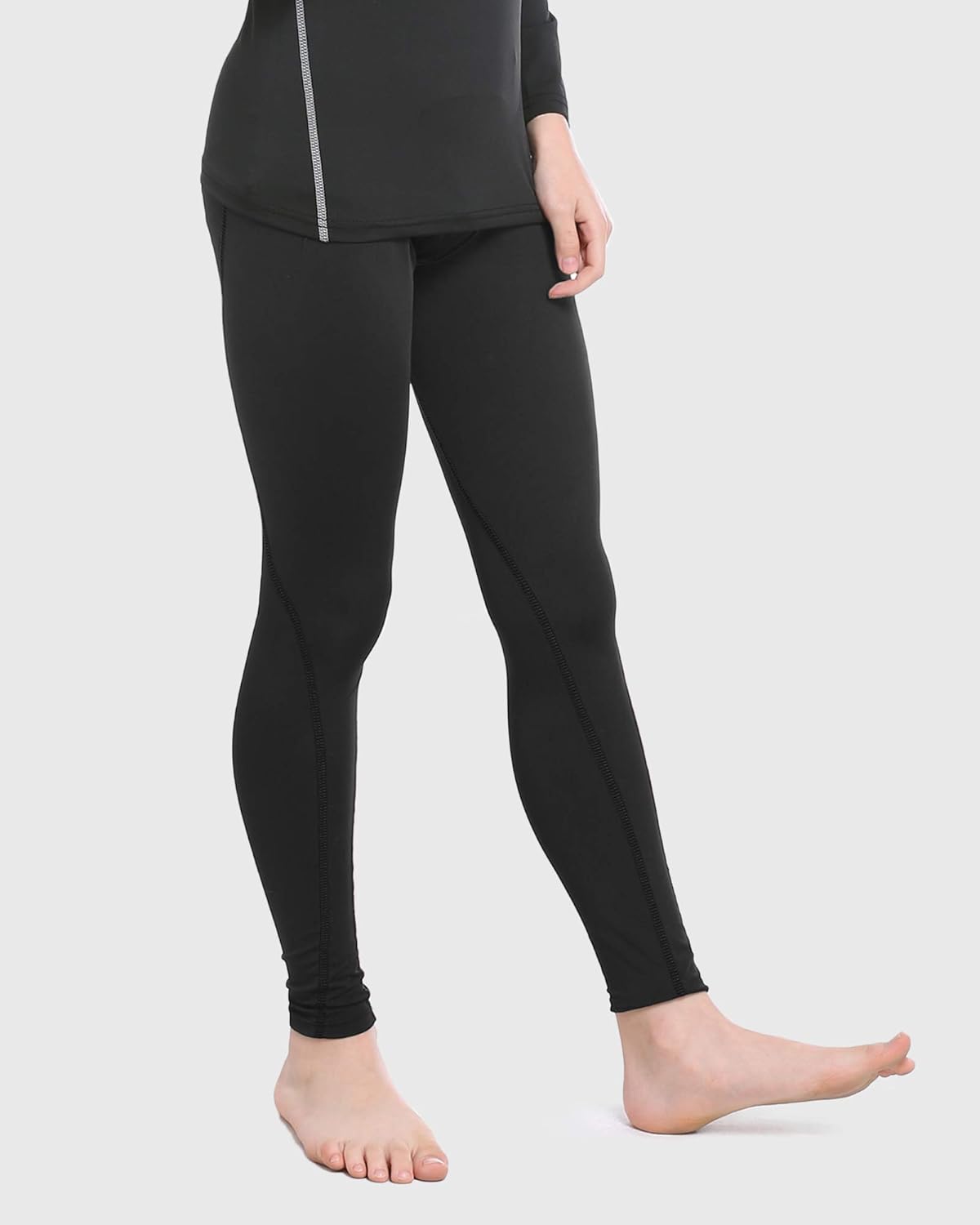 TELALEO Boys Compression Leggings Pants Youth Thermal Fleece Base Layer Tights Cold Weather Heat Gear (NO Fireball On Leg): Clothing