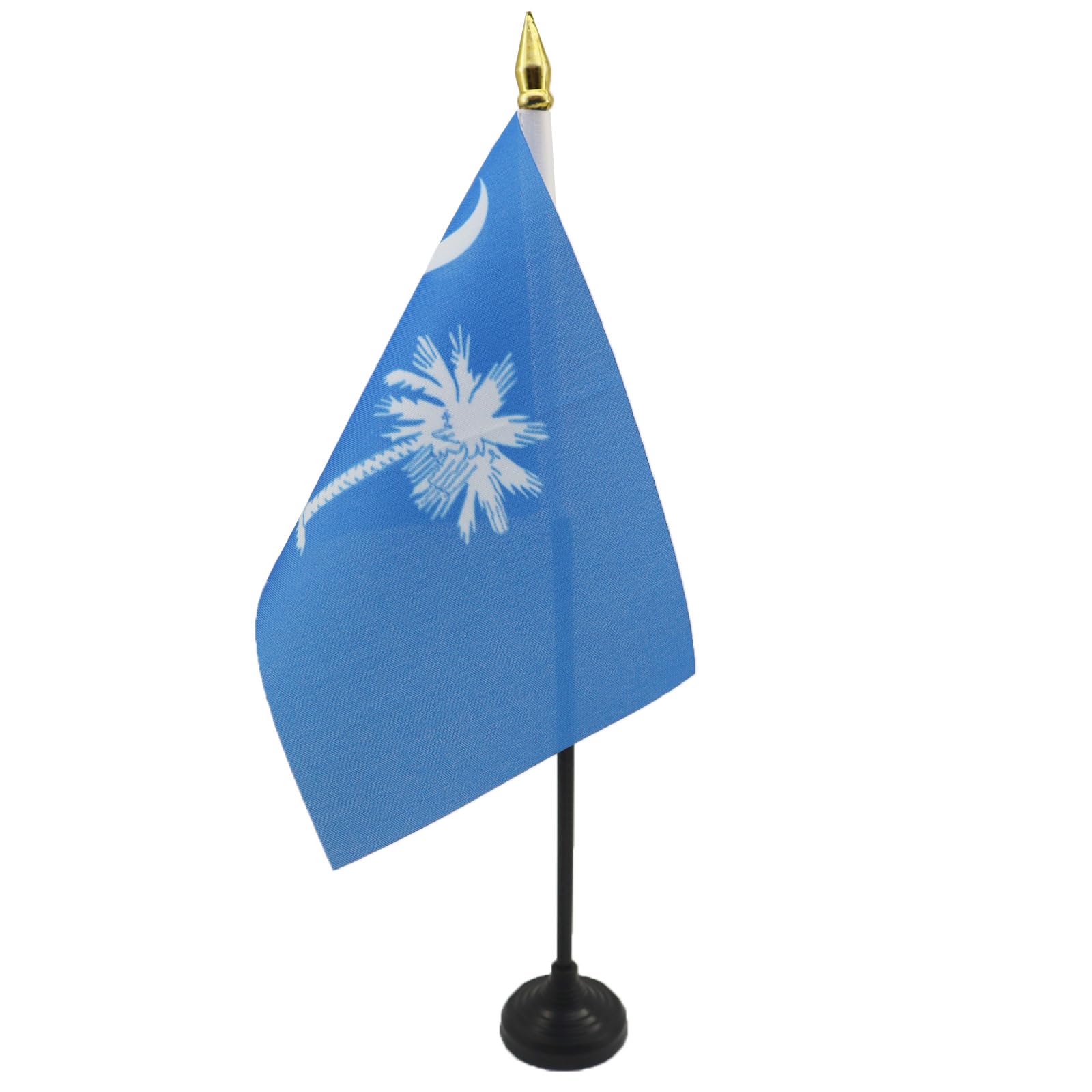 AZ FLAG - South Carolina Table Flag 4'' x 6'' - US state of South Carolina Mini Desk Flag 100% Polyester 15 x 10 cm - Office Mini Banner with 10'' Pole - Golden Spear