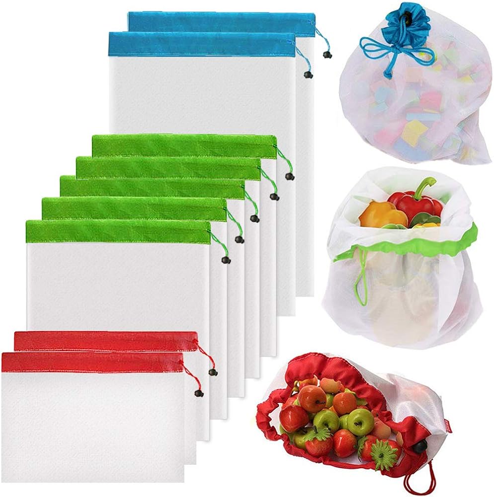 Bolsas reutilizables para frutas y verduras Malla de algodón