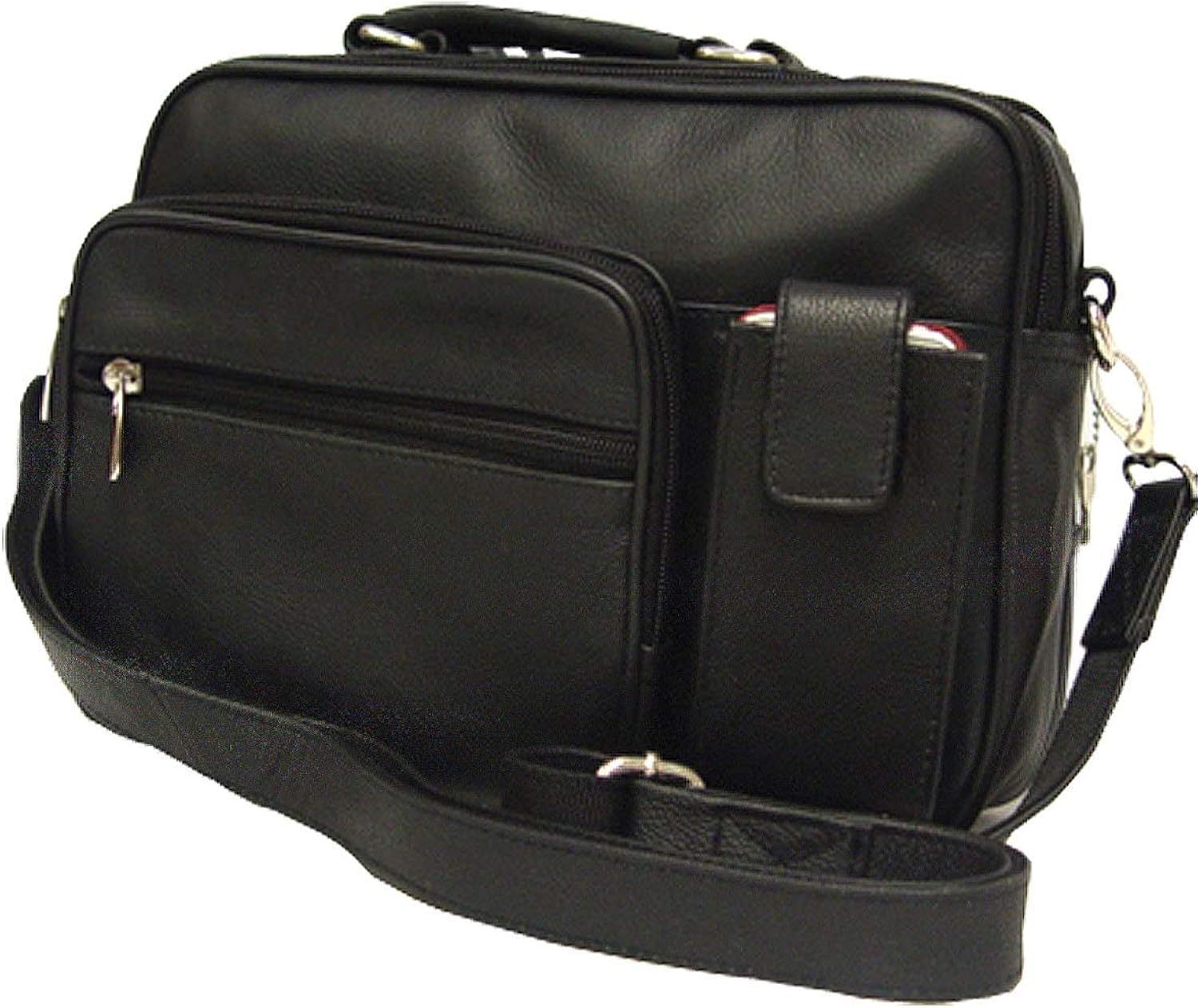 Roma Genuine Black Leather Organizer Bag Handbag Purse Shoes