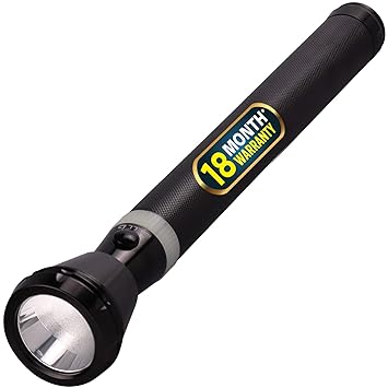 iBELL FL8389 Rechargeable Torch Flashlight, Ultra Long Beam Range, Aircraft Aluminium Body, Super Bright LED Light, Black