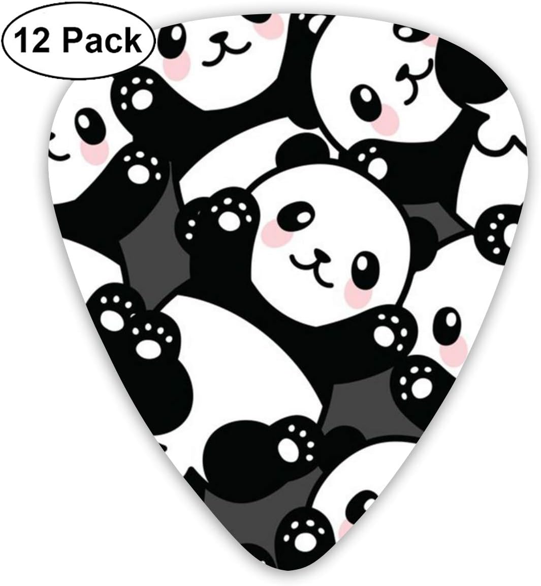 Guitar Picks Cute Panda Animal Premium Celluloid Picks12 Pack Includes Thin, Medium, Heavy & Extra Heavy Gauges