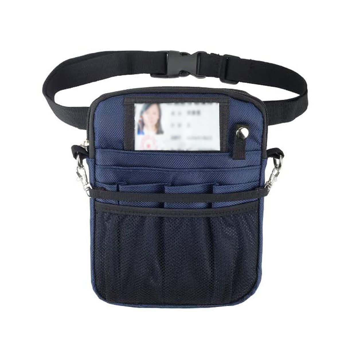 uxcellmo Nurse Organizer Belt 2 Sided -12 Pocket Waist Bag Pouch Case for Medical Scissors Care Kit Tool (Navy Blue)