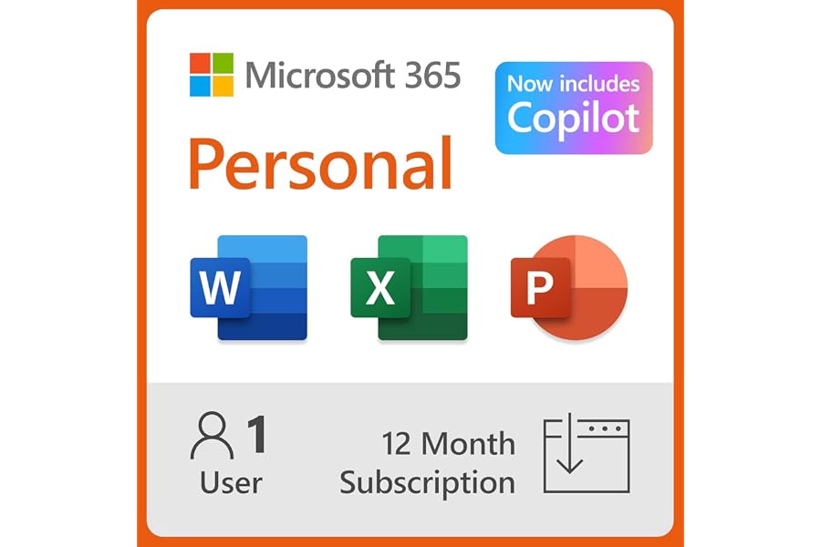 Microsoft 365 Personal | 12-Month Subscription | 1 Person | Office Word, Excel, PowerPoint | 1TB OneDrive Cloud Storage | PC/