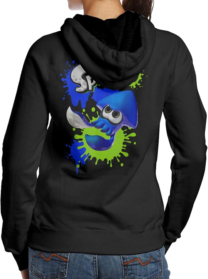 Splatoon Women's Lightweight Hooded Pocketless Hoodie Black