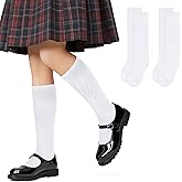 Lusofie 2 Pairs knee high socks for girls 8-12 Years Cotton School Uniform Socks Kids Boy Soft & Lightweight knee socks girls