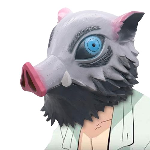 Máscara Hashibira Inosuke Cosplay De Látex Selvagem Capacete Caçador De Máscara Hashibira Inosuke Cosplay De Látex Selvagem Capacete Caçador De