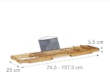 Relaxdays Bamboo Bathtub Caddy Rack Extendable Bookstand Tablet Holder Natural view 4