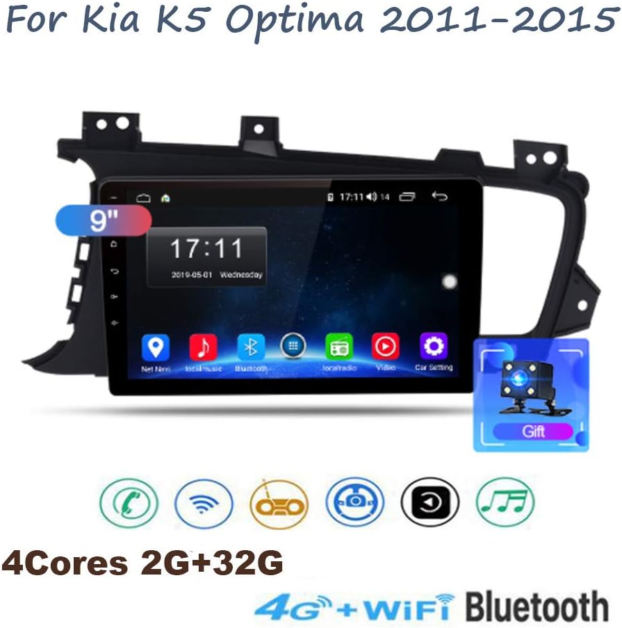 TypeBuilt Car Stereo 9 Inch Double Din Android 8.1 for Kia K5 Optima 2011-2015 Video Receiver System Radio Bluetooth USB Car GPS Sat Nav OBD DAB RDS WiFi 4G