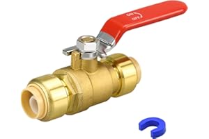 PXZBLG Push Fit Ball Valve, 1/2" Push-Fit Full Port Ball Valve with Disconnect Clip, Push-to-Connect Water Shut Off Valve for Hot and Cold Water, for PEX PVC or Copper Pipes