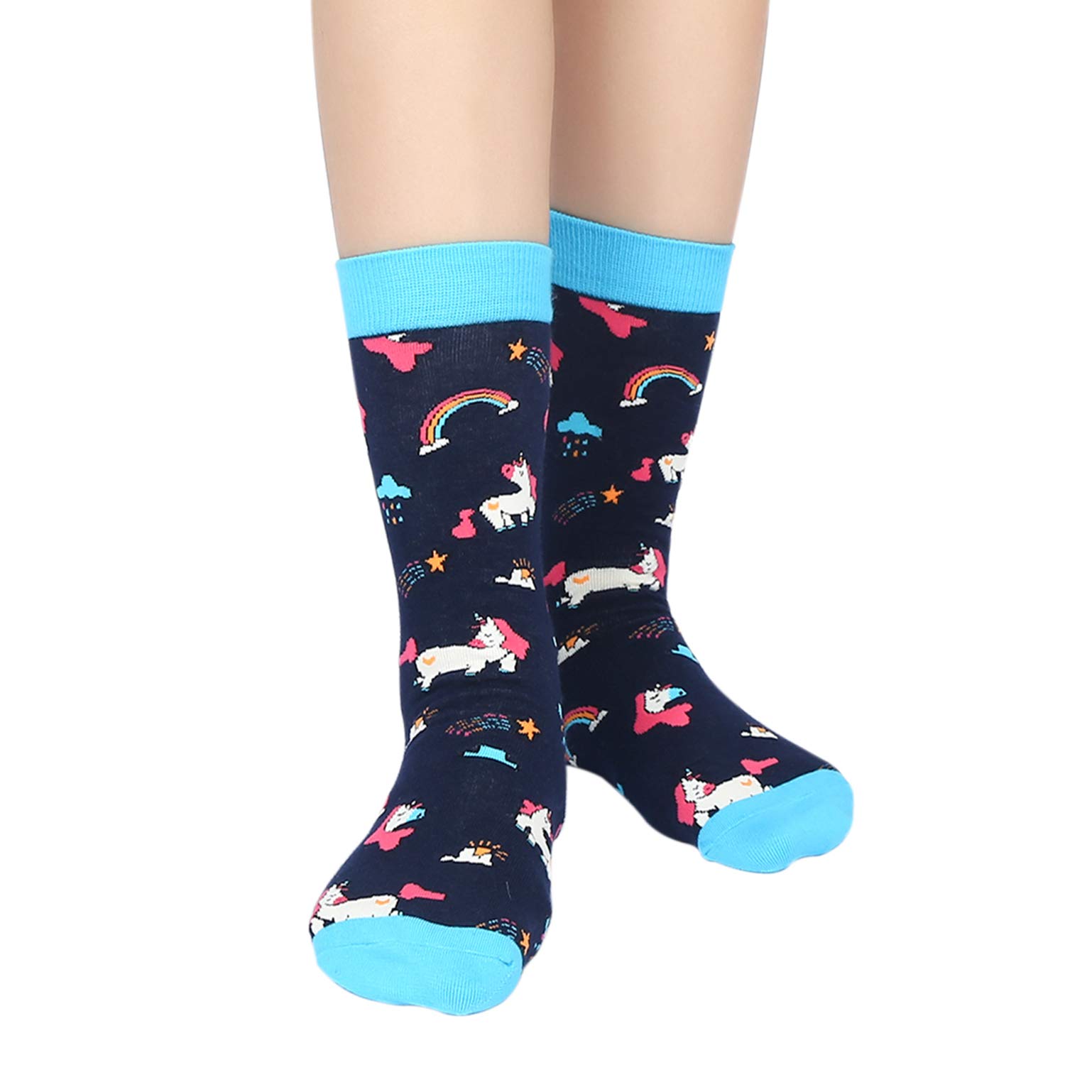 Womens Funny Novelty Unicorn Crew Socks Crazy Casual Rainbow Cotton Socks