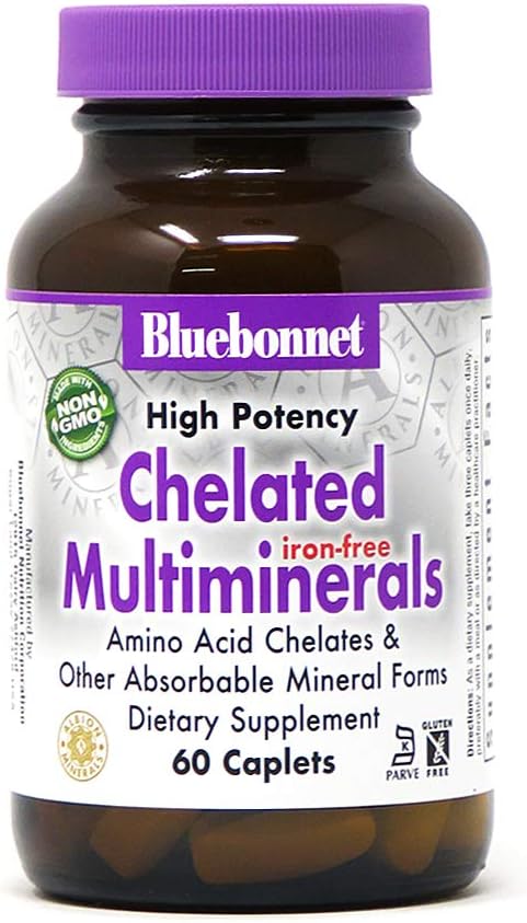 Bluebonnet Nutrition High Potency Chelated Multiminerals (Iron-Free) Caplets, 60 Count: Health & Personal Care