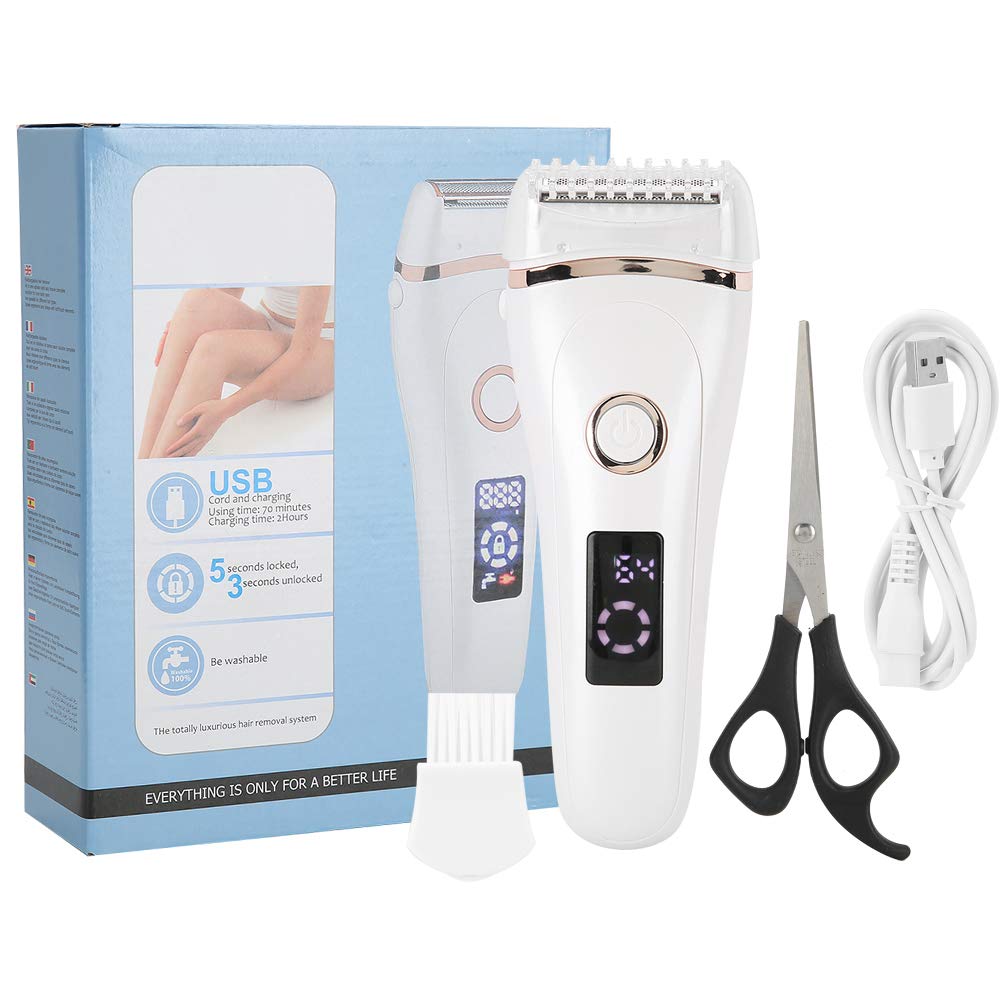 Electric Shaver for Women, Cordless USB Recharge 3 Blade Painless Shaver Hair Remover with LED Display for Face, Legs and Underarm