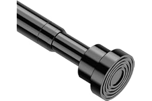 MOEROTER Spring Tension Curtain Rod 18 to 28 Inch Adjustable Small Tension Rod No Drilling Short Black Curtain Rod Expandable for Window, Cupboard, Closet, Wardrobe, DIY Projects