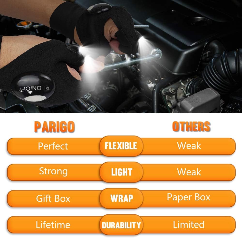 Gifts for Men Father Day, LED Flashlight Gloves Dad Men Gifts, Light Gloves Gifts for Women, Boyfriend, Husband, Hand Light Tools for Fishing, Repairing, Guy Birthday Gift, Father Gifts on Fathers Day: Home Improvement
