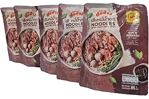 Cho Chang Brand - Thai Boat Noodles - Ready To Cook Instant Spicy Noodles (Pack of 5 Individual Packets)