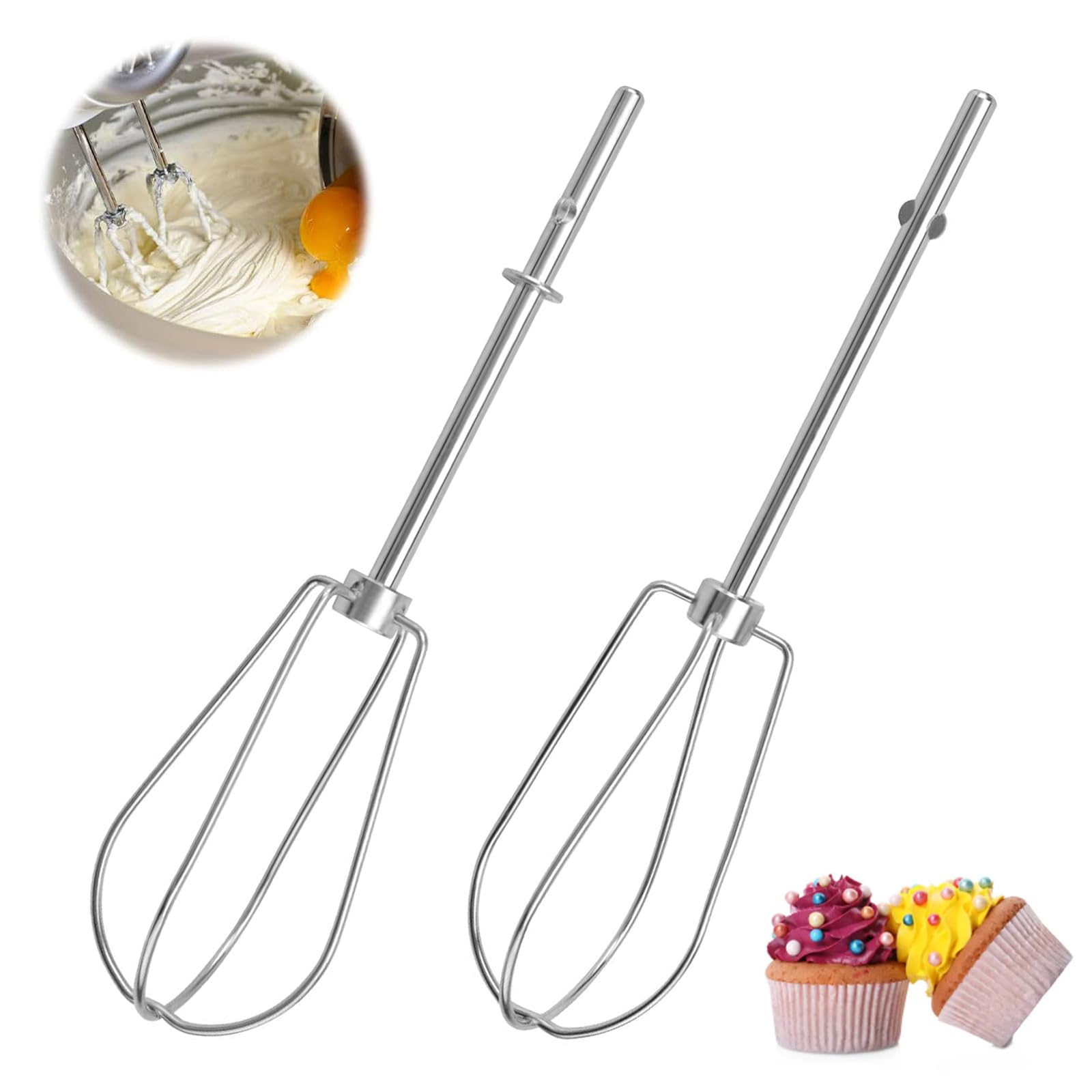 Set of 4 Whisk Replacement Whisk Hand Mixer Whisk Set Stainless Steel Hand Mixer Accessories Beat Whisk Right Left Whisk for Mixing Eggs Frothing Stirring Dough