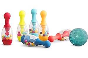 B. toys - Let's Go Bowling! - Orange - 6 Bowling Pins & 1 Ball - Indoor & Outdoor Game - Game Set for Toddlers, Kids - 2 Year