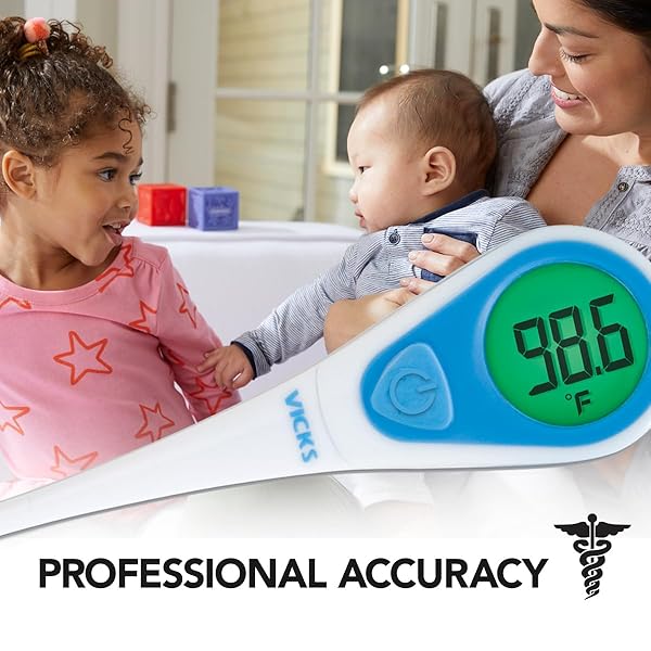 VICKS SPEEDREAD DIGITAL THERMOMETER FOR BABY, KIDS & ADULTS, COLOR-CODED READINGS, ORAL, BABY RECTAL THERMOMETER OR UNDER THE ARM, WATER RESISTANT