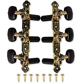 Classical Guitar Machine Heads Tuning Keys Pegs Short Black, Black Button | Machine Heads, Tuning Keys, String Pegs, For Classical Guitar, 3+3 Set,3L3R, Guitar Tuner, Guitar String Pegs