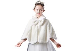 RUIXIA Flower Girls Faux Fur Bolero Shrug Princess Cape Winter Warm Shoulder Wrap Wedding Birthday Costume Party Evening Dress Up