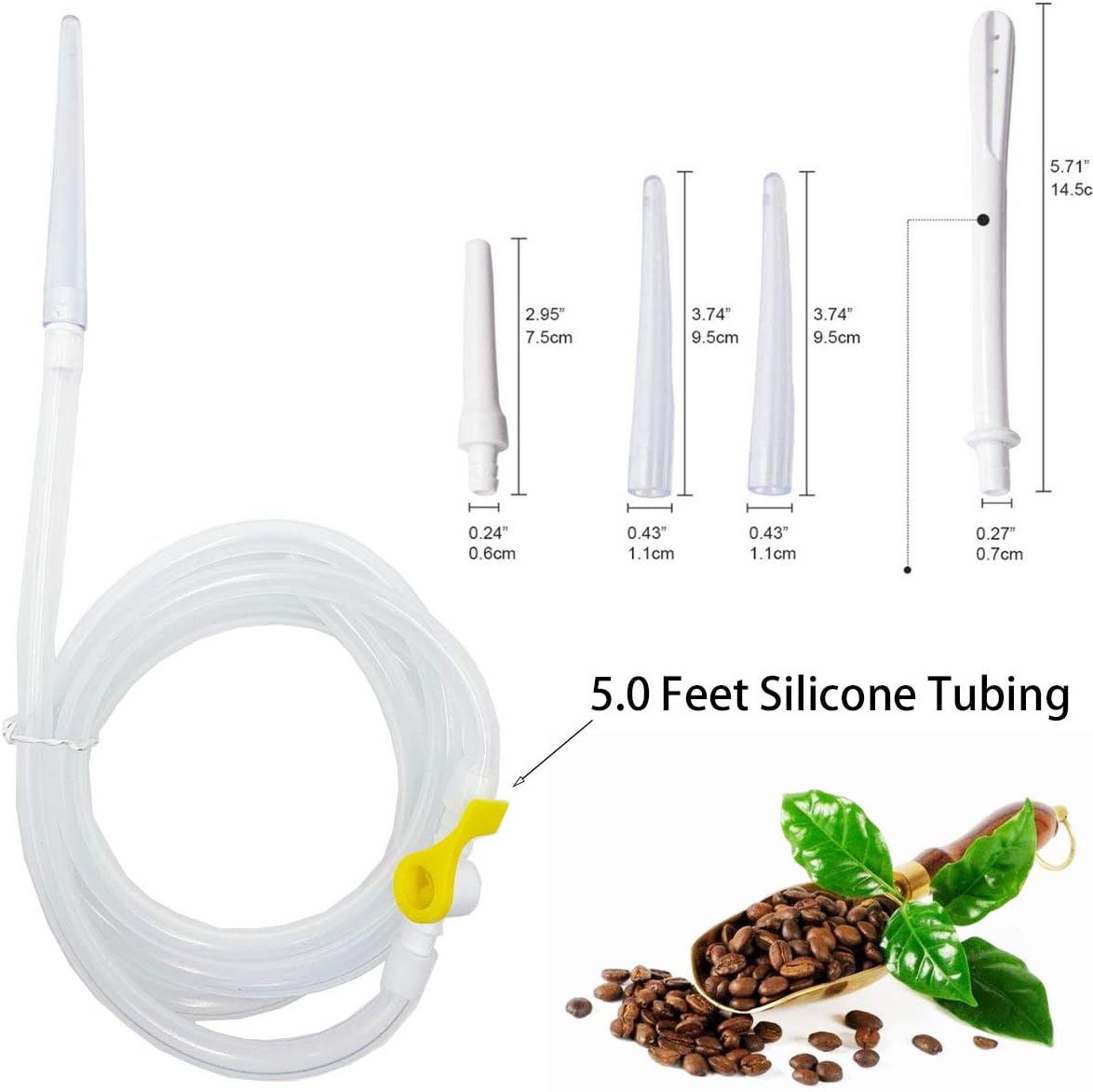 Smokitcen Enema Kit – 2L Enema Bag– 5.0ft. Long Silicone Hose – 5 Multi-Size Reusable Tips – Controlled Water Flow – for Colon Detox Cleanse Enemas: Health & Personal Care
