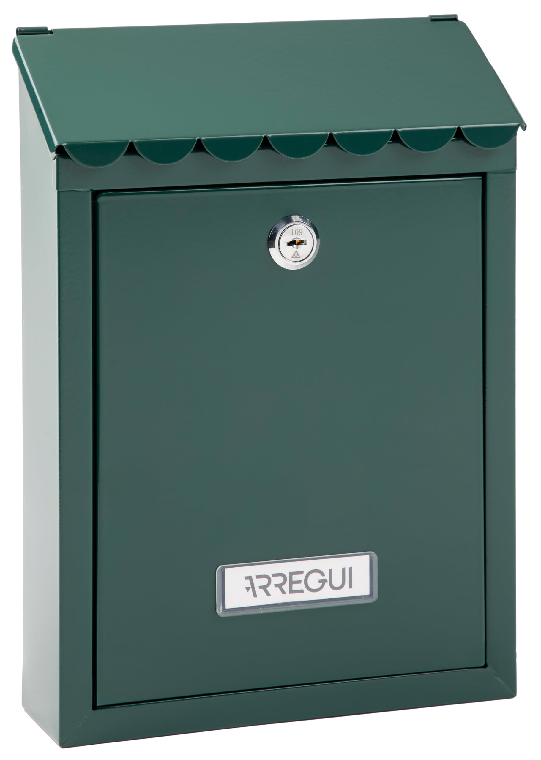 ARREGUI Civic E5723-C Steel Exterior Mailbox Size S (DIN A5) | Small Wall Mailbox | Single Mailbox | Easy to Install | Green