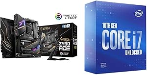MSI MEG Z490 ACE Gaming Motherboard + Intel Core i7-10700KF Desktop Processor 8 Cores up to 5.1 GHz Unlocked Without Processor Graphics LGA1200