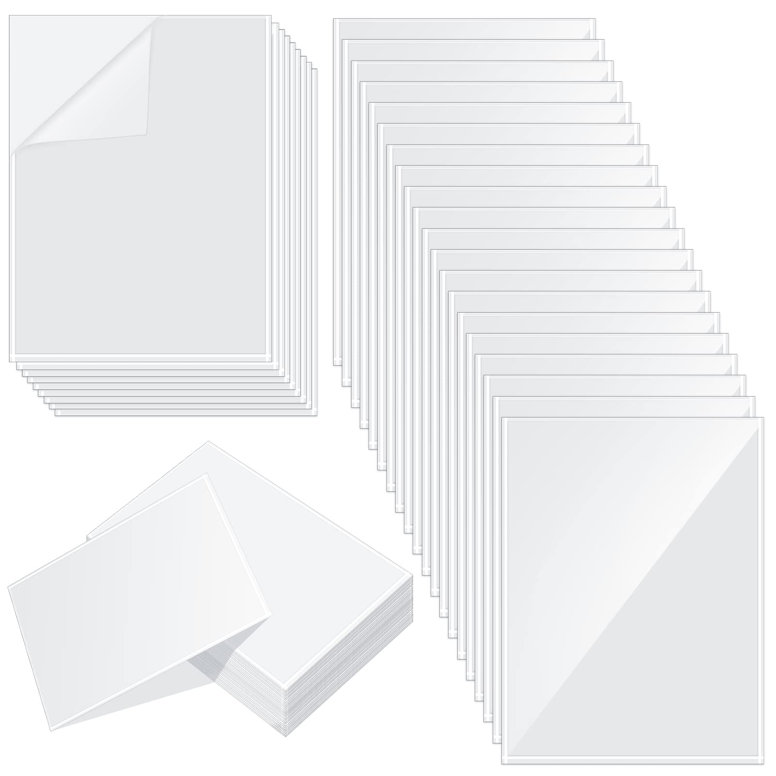 Photo 1 of Gueevin 200 Pcs 8.5 x 11 Inch Self Adhesive Display Pockets Peel and Stick Clear Paper Sleeves Wall and Door Communication Clear Adhesive Sheet Protector Letter Size Plastic Sheet Protectors