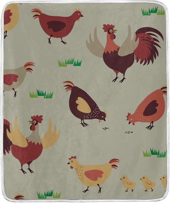Throw Blanket Chickens Roosters Chickens Children Blanket for Bed Throw