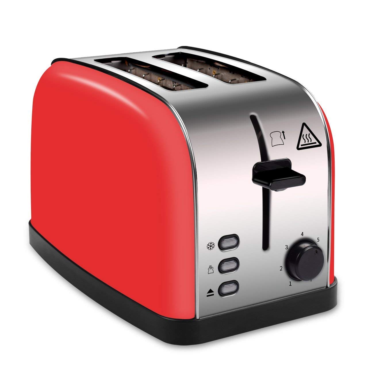 LATITOP Automatik-Toaster,Rot 2-Scheiben Toaster mit Breiter Steckplatz, herausnehmbarem Krümelschublade, Hoher Hubhebel für kleine und große Brotscheiben Bagels
