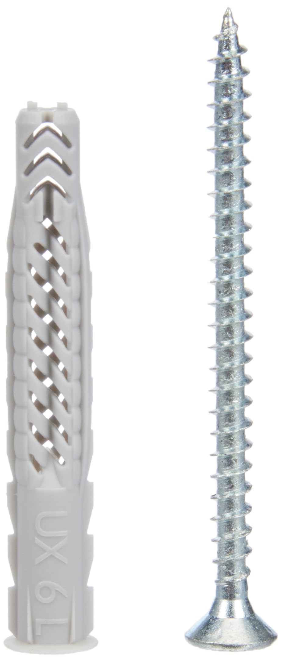 fischer 94759 UX Wall Plugs with Rim and Screws, 6x50mm, Grey, Box of 25