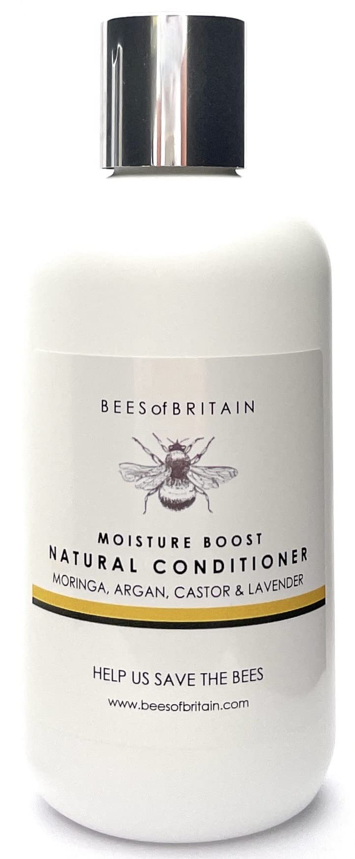 BEES of BRITAIN Moisture Boost Conditioner – with Argan, Moringa & Castor Oil – pH 5.5 for Dry & Damaged Hair – 99% Natural Origin – Silicone-Free Intensive Repair – 250ml