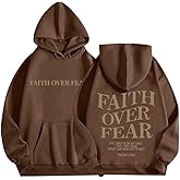 MARLLCO Faith Over Fear Hoodie Christian Faith Sweatshirt Jesus Loves You Hoodie Christian Religious Sayings Pullover Sweater