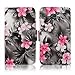 Cellularvilla Wallet Case for Samsung Galaxy S5 Pu Leather Wallet Card Flip Open Pocket Case Cover Pouch (Black Pink Flower)
