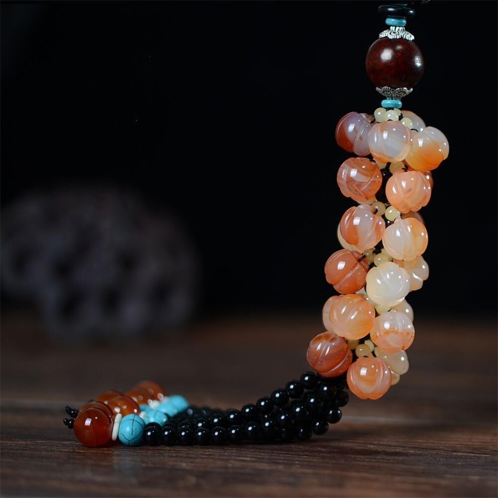 Qiny Car Pendant Car Decorations Natural Chalcedony Car Pendant Car Rearview Mirror Decorations Pendant