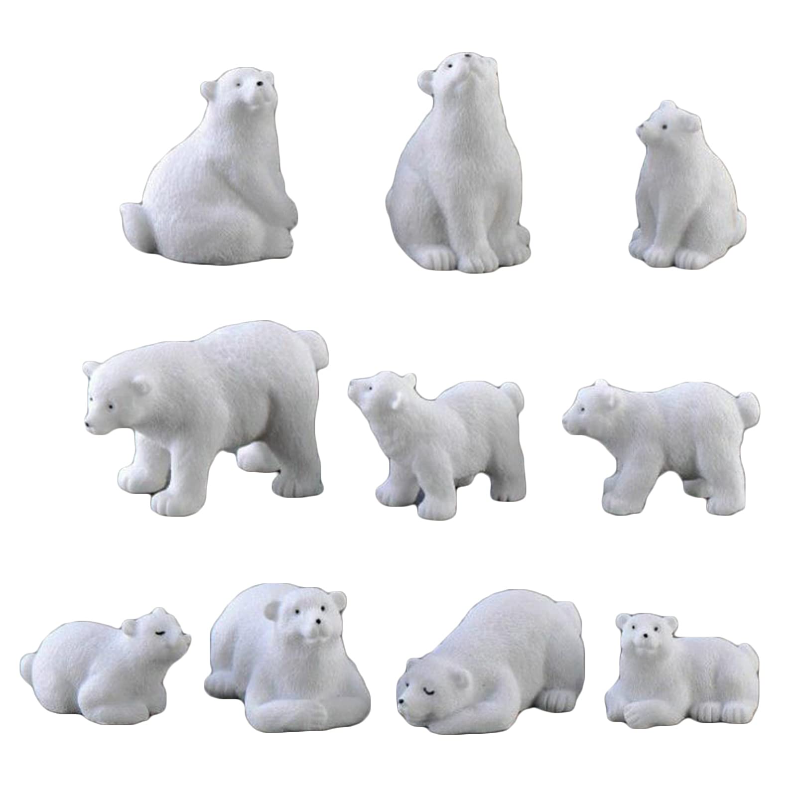 NA 10 Pcs Simulation Polar Bear Figures Simulated Polar Bear Cake Decorations Tabletop Ornaments for Decorating Cakes, Tabletops