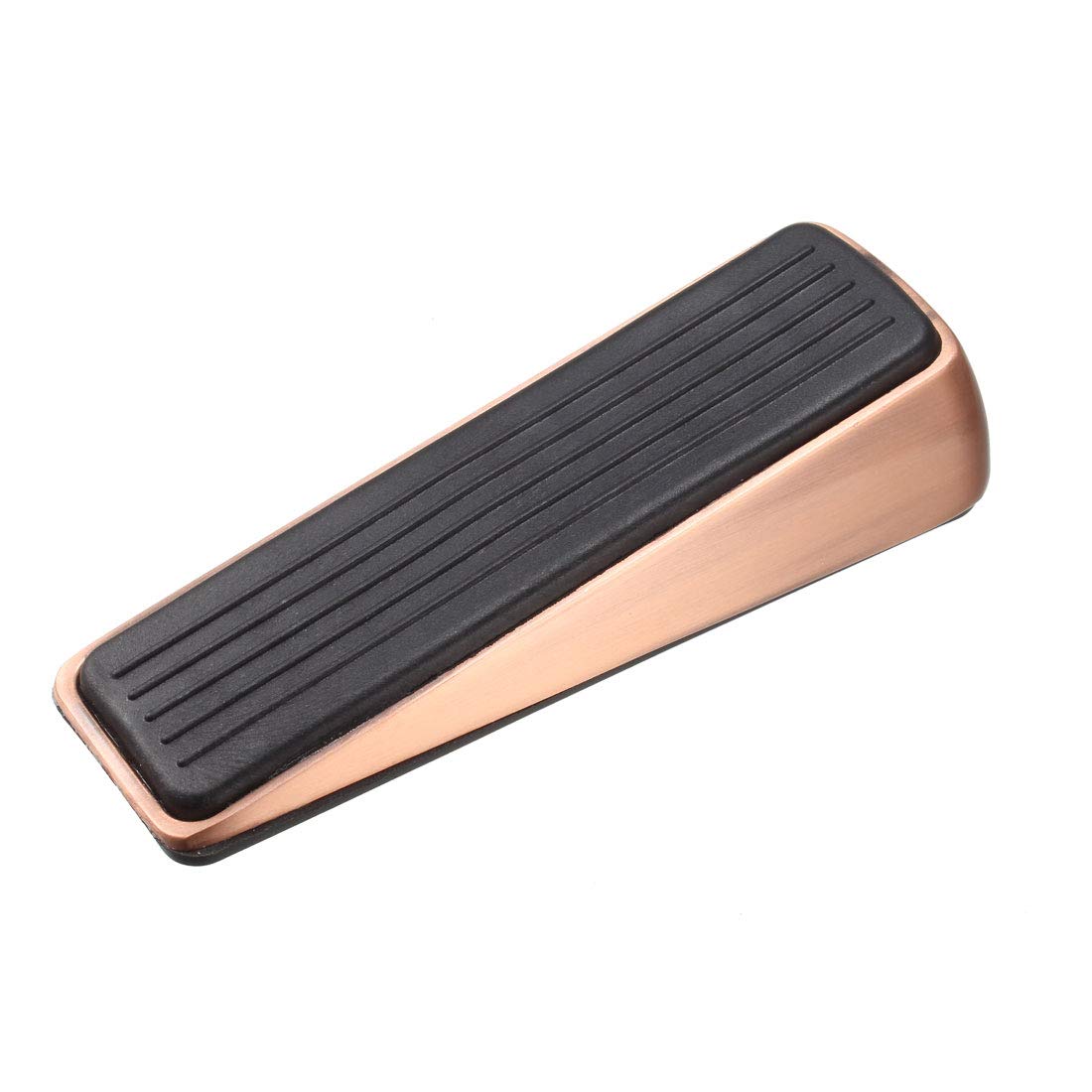 sourcing map Rubber Door Stopper Security Modern Wedge Floor Non-Scratching Anti-Slip Doorstop Copper Tone