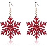 Christmas Snowflake Earrings for Women Shining Acrylic White Snowflake Dangle Earrings Glitter Lightweight Winter Earring Christmas New Year Party Decorations Holiday Jewelry Accessories