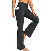 G Gradual Women's Flare Leggings Crossover Yoga Pants 29"/30.5"/32" High Waist Bell Bottom Pants for Women with Pockets(Dark Grey-New,30.5-M)