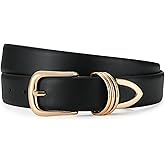 AI DEEBLUE Belts for Women with Gold Buckle Faux Leather Women's Belts Fashion Casual belts for jeans