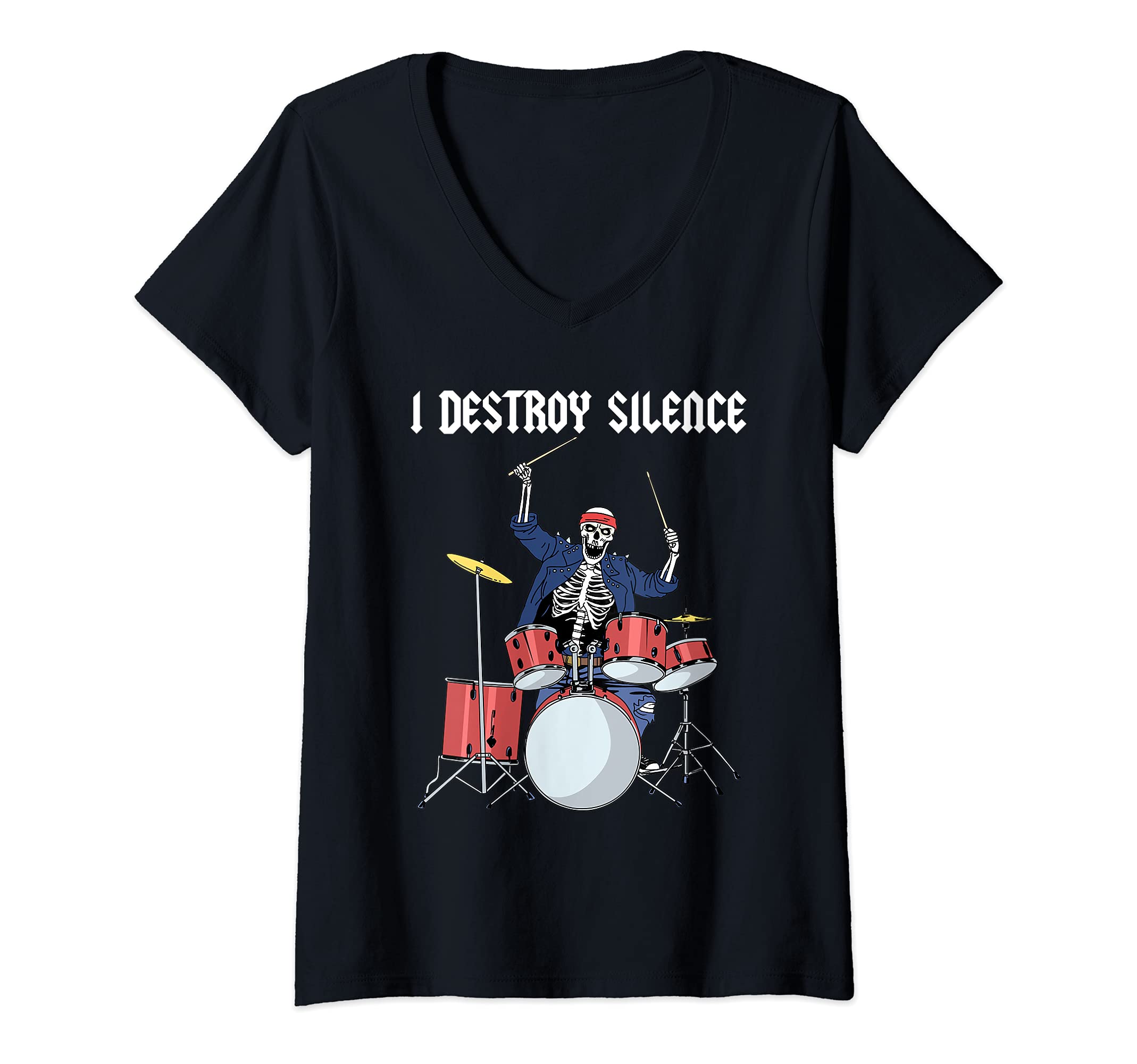 Womens Drummer Men Drum Sticks Drumming Percussion Drummer V-Neck T-Shirt