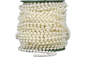 YRHROL 82Feet/25Meter Length Christmas Bead Garland Faux Pearl Beads Chain Christmas Tree Garland Chain Decorations for Xmas Tree Holiday Wedding DIY Decoration Supplies (Ivory)