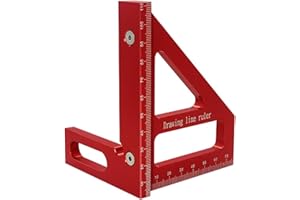3D Multi-Angle Measuring Ruler, 45-90 Degree Aluminum Alloy Woodworking Square Protractor, Miter Triangle Drawing Line Ruler 